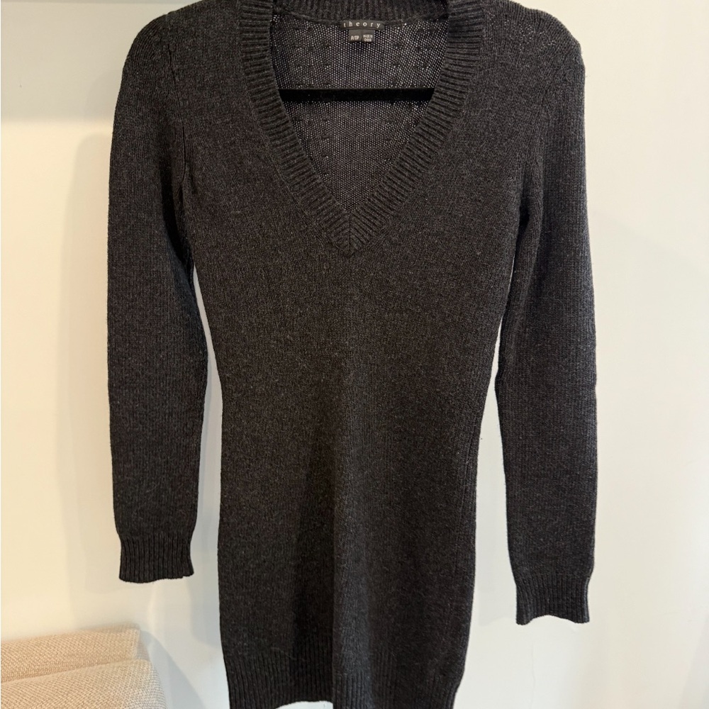 Theory Charcoal V-Neck Sweater